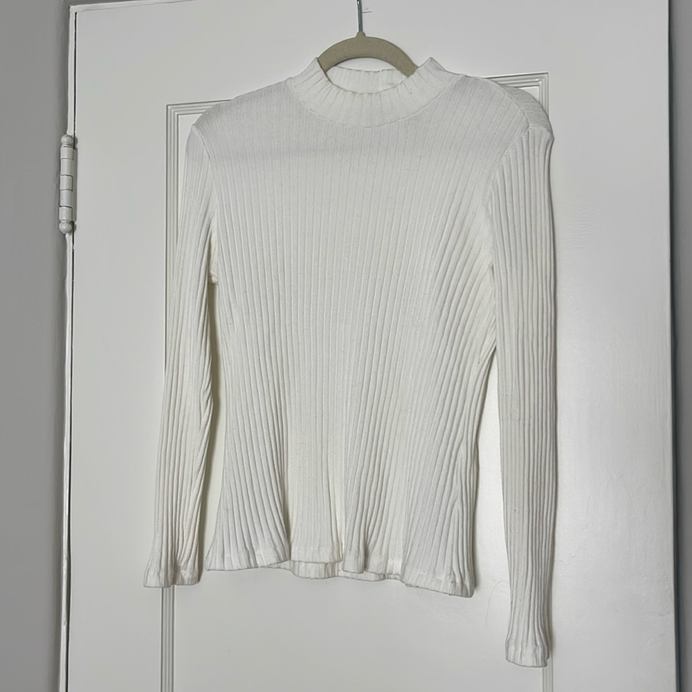 Liverpool London Ribbed Mock neck Ivory top